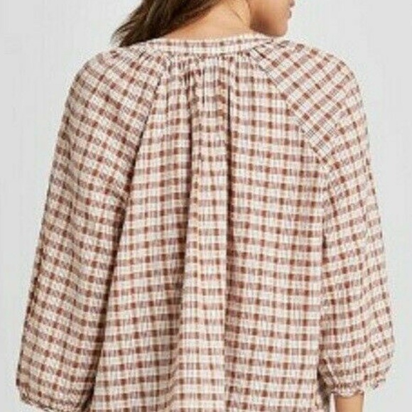 🌻NWT BOHO PLAID TOP - Picture 2 of 8